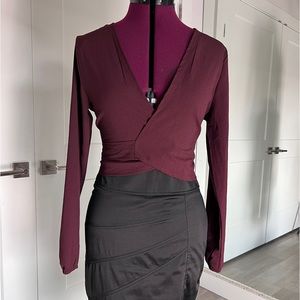 MISSGUIDED Burgundy Wrap Crop Top